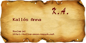 Kallós Anna névjegykártya